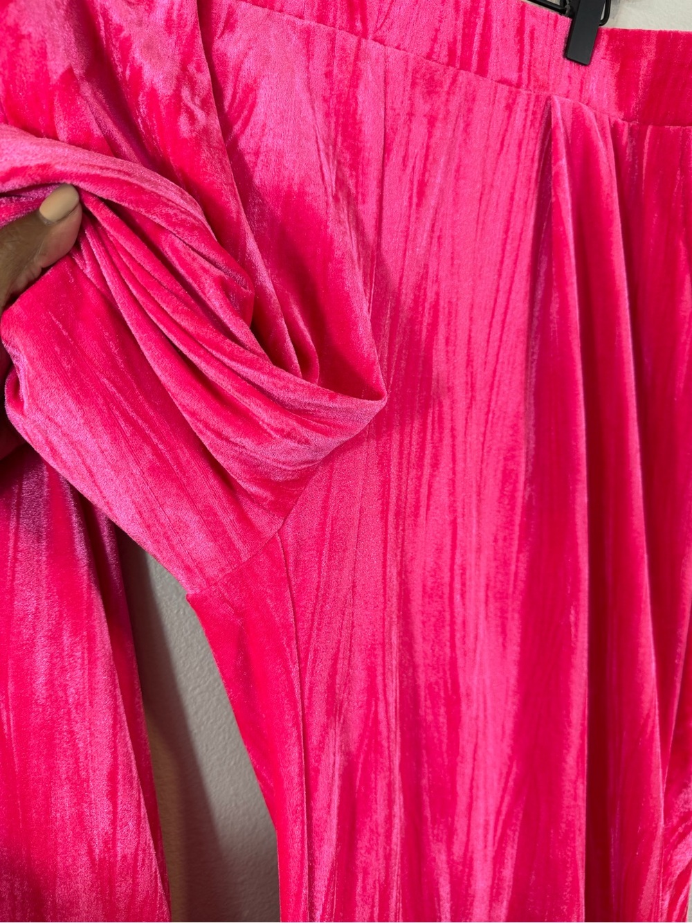 A New Day Pink Crushed Velvet Wide Leg Pants XL High Rise Party Holiday - Picture 4 of 9